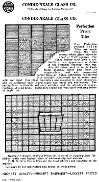 1914 Condie-Neale Glass Co. Catalogue page for Perfection Prism Tiles