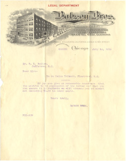 Paine Trivett legal nitice from Babson Bros.