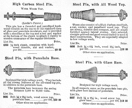 Manhattan Electrical Supply Catalog page 356, Pins and Bases