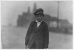 Lewis Hine child labor: 7 A.M. Boy ("Bill,") carrying milk. In summer he works in the glass factory and keeps two cows too. Location: Marion, Indiana.