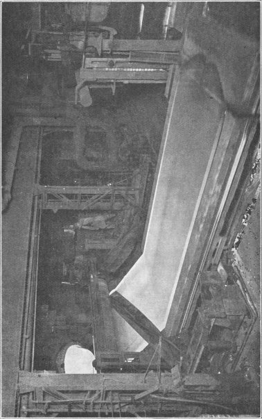 Fig. 5.--Casting plate glass (Bicheroux process)