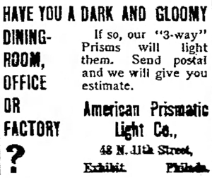 American Prismatic Light Co. ad from The Delaware County Daily Times, June 6, 1900
