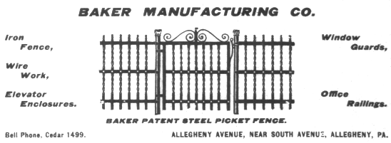 Baker Manufacturing Co ad from the Pittburgh City Directory, 1904