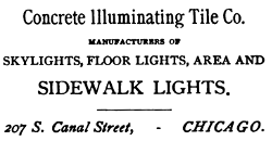 Concrete Illuminating Tile Co. ad in The Inland Architect and News Record, volumne 12, 1888