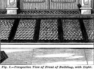 Fig. 1 -- Perspective View of Front of Building, with Light.