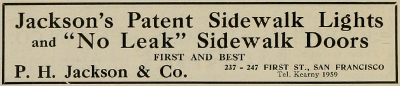 1918 P. H. Jackson sidewalk lights ad in 1917 The Architect and Engineer of California
