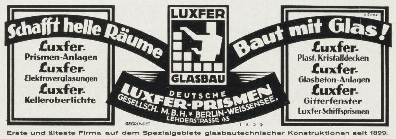 Luxfer ad, Bauhaus, April 1929