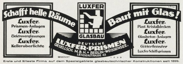 Schafft helle R��ume · Baut mit Glas! · Bauhaus 1929