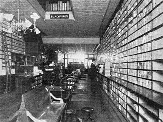 Interior of the store of H. & C. Blachford (Fine Boots and Shoes) showing effect of Luxfer Prisms