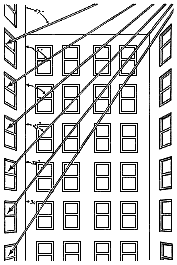 Diagram showing necessity of different angled prism glass on each floor