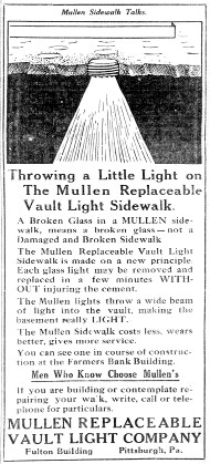 Mullen Replaceable Vault Light ad in the Pittsburgh Daily Post, October 2, 1914