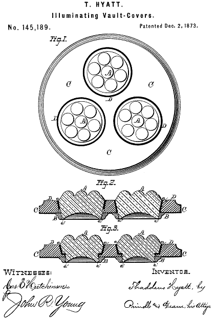 145,189 &middot; Hyatt &middot; Improvement in Illuminating Vault-Covers