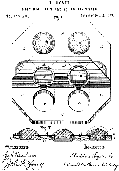 145,208 &middot; Hyatt &middot; Improvement in Flexible Illuminating Vault-Plates