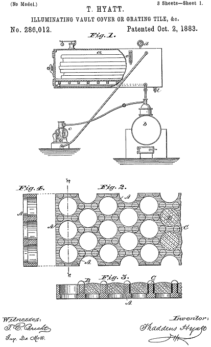 286,012 &middot; Hyatt &middot; "Illuminating Vault-Cover or Grating-Tile, &c.