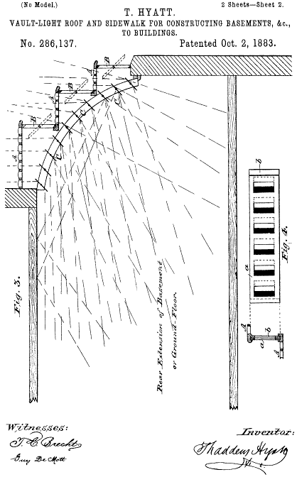 286,137 &middot; Hyatt &middot; "Vault-Light Roof and Sidewalk for Constructing Basements, &c., to Buildings
