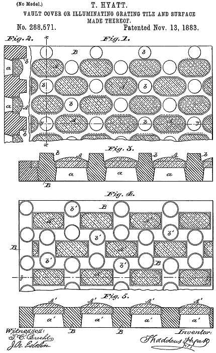 288,571 &middot; Hyatt &middot; Vault-Cover or Illuminating Grating-Tile and Surface Made Thereof