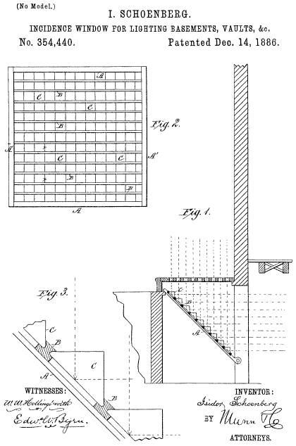 354,440 &middot; Schoenberg &middot; Incidence-Window for Lighting Basements, Vaults, &c.