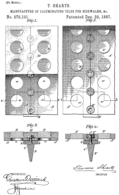 375,101 &middot; Sharts &middot; Manufacture of Illuminating Tiles for Sidewalks, &c.