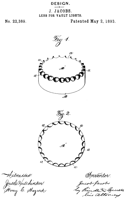 D22,389 · Jacobs · Design for a Lens for Vault-Lights