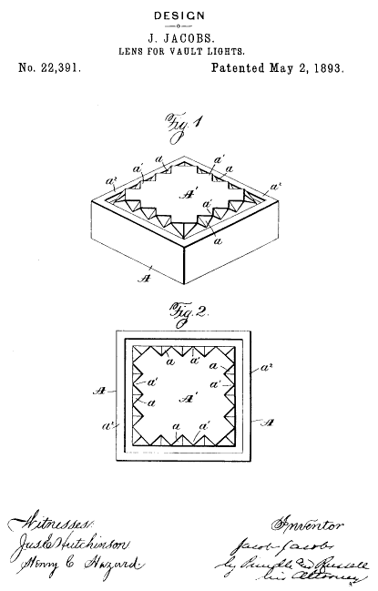 D22,391 &middot; Jacobs &middot; Design for a Lens for Vault-Lights