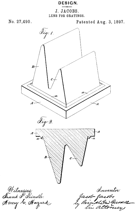 D27,490 &middot; Jacobs &middot; Design for a Lens for Gratings