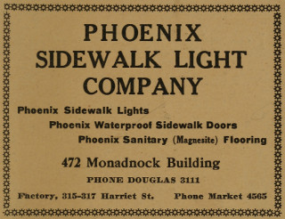 Phoenix Sidewalk Light Co. ad from 1921
