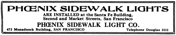 Phoenix Sidewalk Lights ad in Western Architect and Engineer · 1917