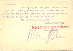 1928 Postcard from Zweiseler and Pirnaer Farbenglaswerke to Leo Popper & Sons (back)