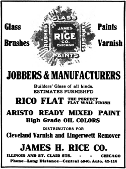 James H. Rice Co. ad from Paint, Oil and Drug Review, Volume 54 No. 4 · 1912