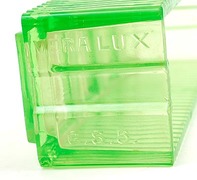 Green Vera-Lux glass brick · Embossing