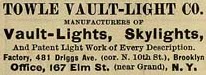 Towle Vault Light Co. vault light company ad from Real estate record and builders' guide, 1896 [Columbia University]