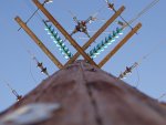 Pylon poletop with green Sediver suspension insulators, Montague