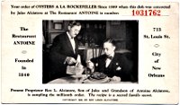 Oysters a la Rockefeller postcard